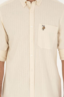 Мужская рубашка с длинным рукавом цвета экрю Неожиданная скидка в корзине - U.s. polo assn фото 6