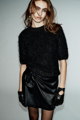 FAUX LEATHER RUCHED SKORT - Zara фото 2