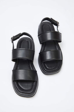 Siyah Cift Bantl? Kal?n Taban Kad?n Sandalet TAKSS25SD00072 - Trendyolmilla фото 4