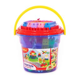 Конструктор Строитель (68 элементов) (в ведре Макси с крышкой) - Полесье фото 3