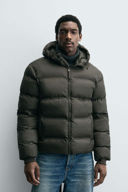 WATER-REPELLENT HOODED PUFFER JACKET - Zara фото 2