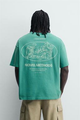 CAMISETA RELAXED FIT ESTAMPADOS LAVADOS / Verde claro