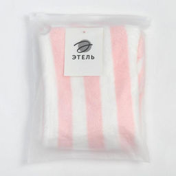 Чалма для сушки волос Этель Полоски, цв.розовый, 65*25 см, 100% п/э  фото 5