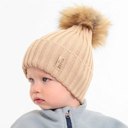 Шапка детская MINAKU, размер 46-48 (1-2 года), бежевая