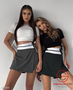 Юбка шорты на молнии с высокой посадкой