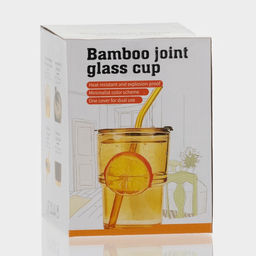 Стакан, 400 мл, с крышкой и трубочкой, стекло, прозрачный