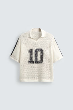RETRO FOOTBALL OPEN-KNIT POLO SHIRT - Zara фото 7