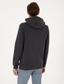 Antrasit 2 _plik Regular Fit __i Polarl_ Kap__onlu Basic Sweatshirt