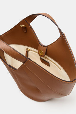 BOLSO MINI SHOPPER CANVAS / Tostado oscuro - Zara фото 5