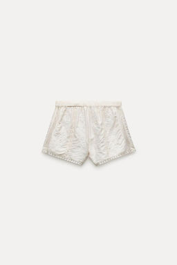 EMBROIDERED LINEN BLEND SHORTS - Zara фото 5
