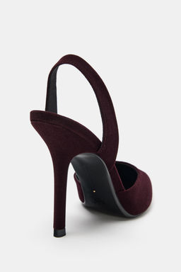 VELVET EFFECT HIGH-HEEL SLINGBACK SHOES - Zara фото 6