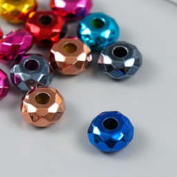 Цена за 12 шт. Бусина для творчества пластик «Шарик металлик глянцевые грани», 1.4×1.4×0.8 см, МИКС
