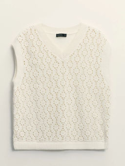 Топ из ажурной вязки из хлопка / Zarina  фото 14