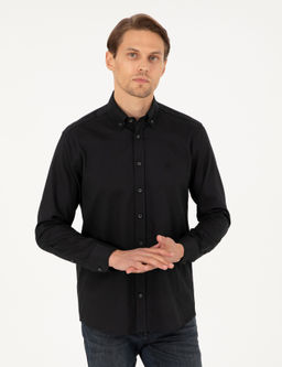Siyah Regular Fit Uzun Kollu G_mlek