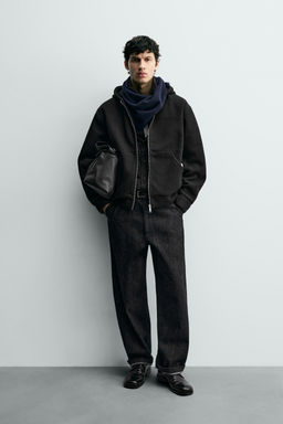 RIB KNIT ZIP-UP HOODIE