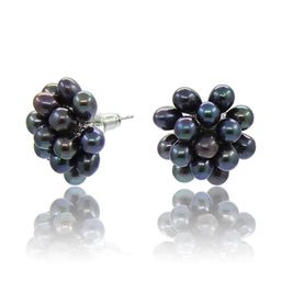 Серьги Гроздь-мини жемчуг черный 5мм - Agat77 фото 2