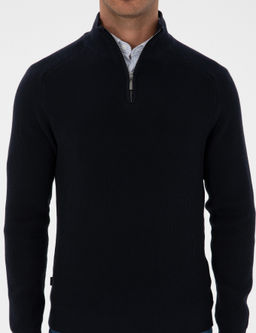 Lacivert Slim Fit Dik Yaka Fermuarl_ Triko Kazak - Pierre cardin фото 6