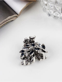 Цена за 6 шт. Крабик для волос «Синий туман», веточка, 3 см, серебро