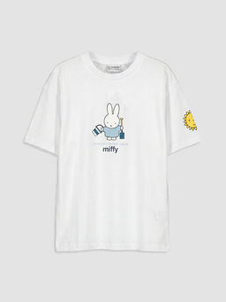 Bisiklet Yaka Miffy Bask?l? K?z ?ocuk Ti??rt