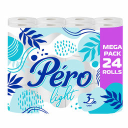 Туалетная бумага Pero Light 3сл 24 рулонов, белый цвет.арт.0179