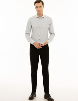 Светло-серая приталенная рубашка с длинным рукавом - Cacharel фото 4