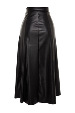 Siyah Suni Deri Yuksek Bel Maxi Etek TWOAW24ET00151 - Trendyolmilla фото 7