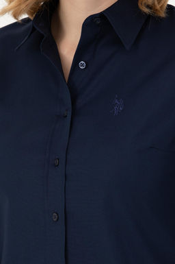Женская базовая рубашка темно-синего цвета с длинным рукавом - U.s. polo assn фото 14
