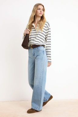 Gri Yuksek Bel Genis Paca Wide Leg Palazzo Jeans TWOAW26JE00066 - Trendyolmilla фото 9