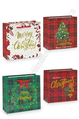 Пакет Новогодний 14,5*15*6 см (12 шт) SF-7566, микс №40