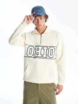 Dik Yaka Uzun Kollu Bask?l? Erkek Sweatshirt - Waikiki фото 2