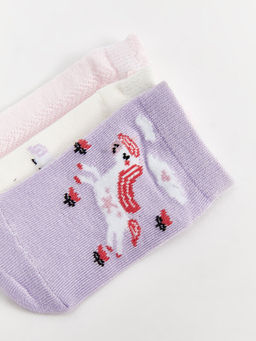 Bask?l? K?z Bebek Patik ?orap 3l? - Waikiki фото 3