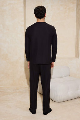 Siyah Regular Yumusak Waffle Orme Pijama Tak?m? TMNAW26PT00070 - Trendyolmilla фото 10