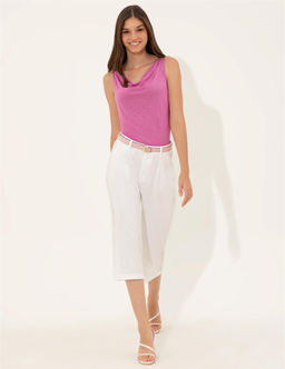 Beyaz Flare Cropped Pantolon