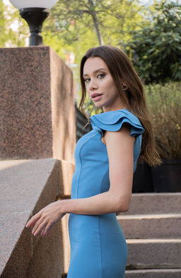 Элегантное платье светло-васильковый - Donna saggia фото 4