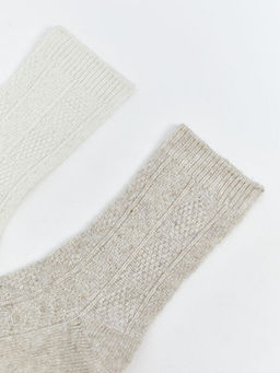 Kendinden Desenli Y?nl? Kad?n Soket ?orap 2li