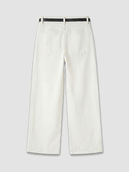 Beli Kemerli Wideleg Kad?n Jean Pantolon