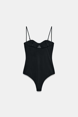 BODY AROS CON POLIAMIDA / Negro