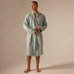 Халат вафельный мужской SL HOME: Boho «Аззура», размер L, хлопок 100%, бирюзовый Халат вафельный мужской SL HOME: Boho «Аззура», размер L, хлопок 100%, бирюзовый