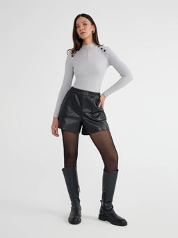 CONTE Шорты из экокожи с накладными карманами LS 2849 black - Conte elegant фото 7