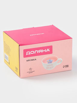 Кружка Доляна Звёздочка, 475 мл, керамика, белая, розовая  фото 6