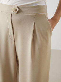 Loose Fit Krep Kad?n Pantolon
