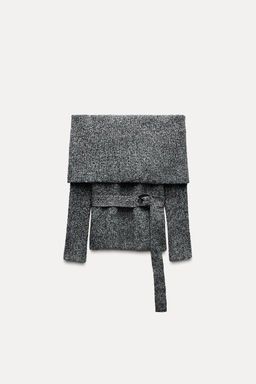 OFF-THE-SHOULDER KNIT SWEATER WITH BELT - Zara фото 5