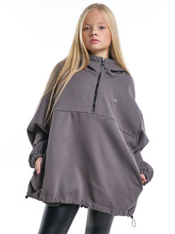 Худи оверсайз с капюшоном на молнии утепленное с карманом UD 8038 графит - Mini maxi фото 4