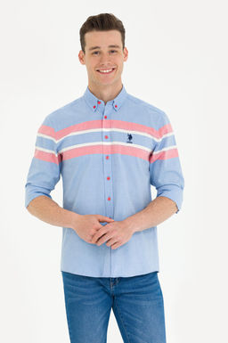 U. S. Polo Assn Мужская синяя рубашка с длинным рукавом