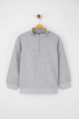 Lacivert Pamuklu Duz/Basic Dik Yaka Regular Orme Erkek Cocuk Sweatshirt TKDAW26SW00008 - Trendyolmilla фото 6