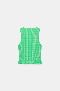 TOP CUADRO VICHY NIDO DE ABEJA / Verdes - Zara фото 5