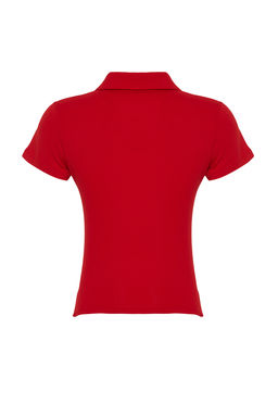 K?rm?z? Regular/Normal Kal?p Polo Yaka Buzgu/Drape Detayl? Fermuarl? Orme Bluz TWOSS24BZ00501 - Trendyolmilla фото 8