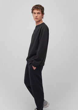 Bisiklet Yaka Siyah Basic Sweatshirt