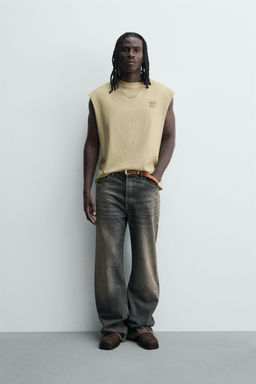 CAMISETA TANK RELAXED FIT ESTAMPADO / Crudo