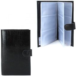 Визитница Croco-В-204 (с хляст, 3х рядная 72 карты) натуральная кожа черный игуана (76) 214132